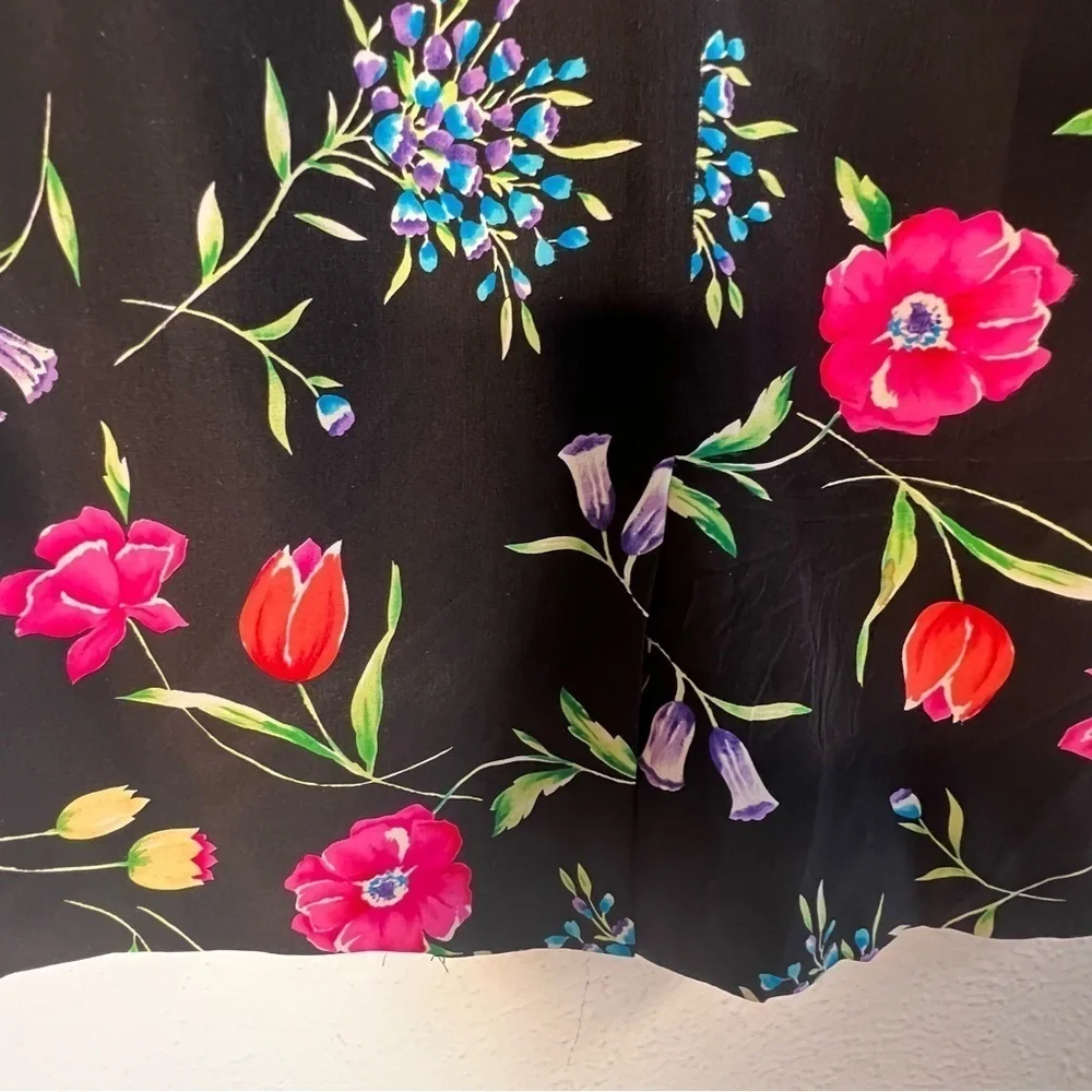 Talbots black floral skirt faux wrap skirt